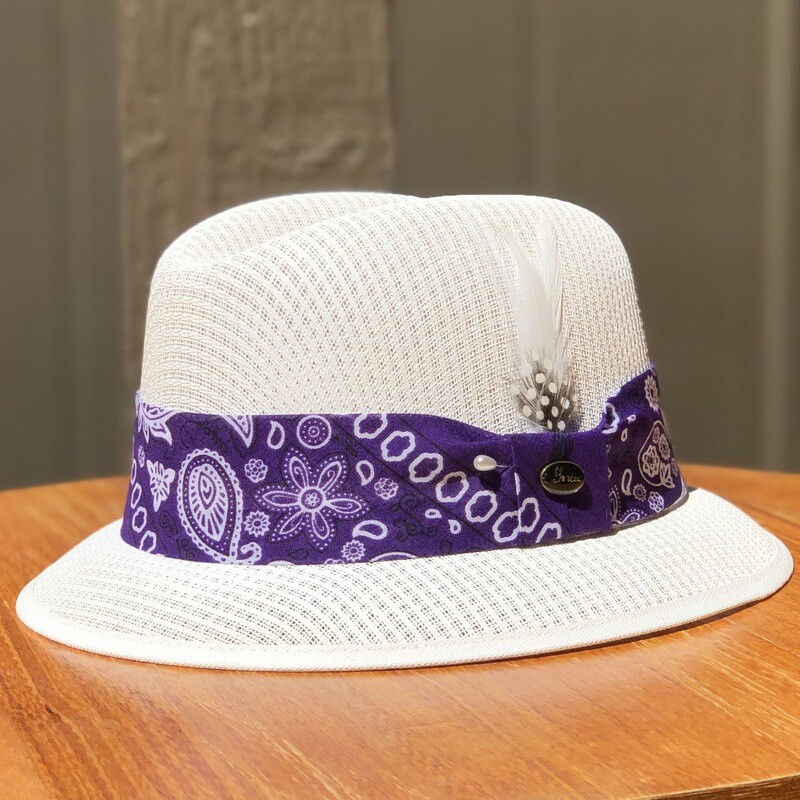 White Classic Lowrider W/ Purple Bandana
