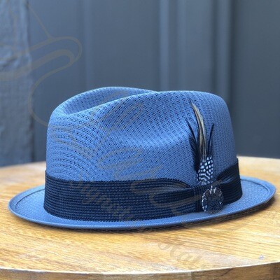 Custom Neon Blue Flipped Short Brim w/ Aztec