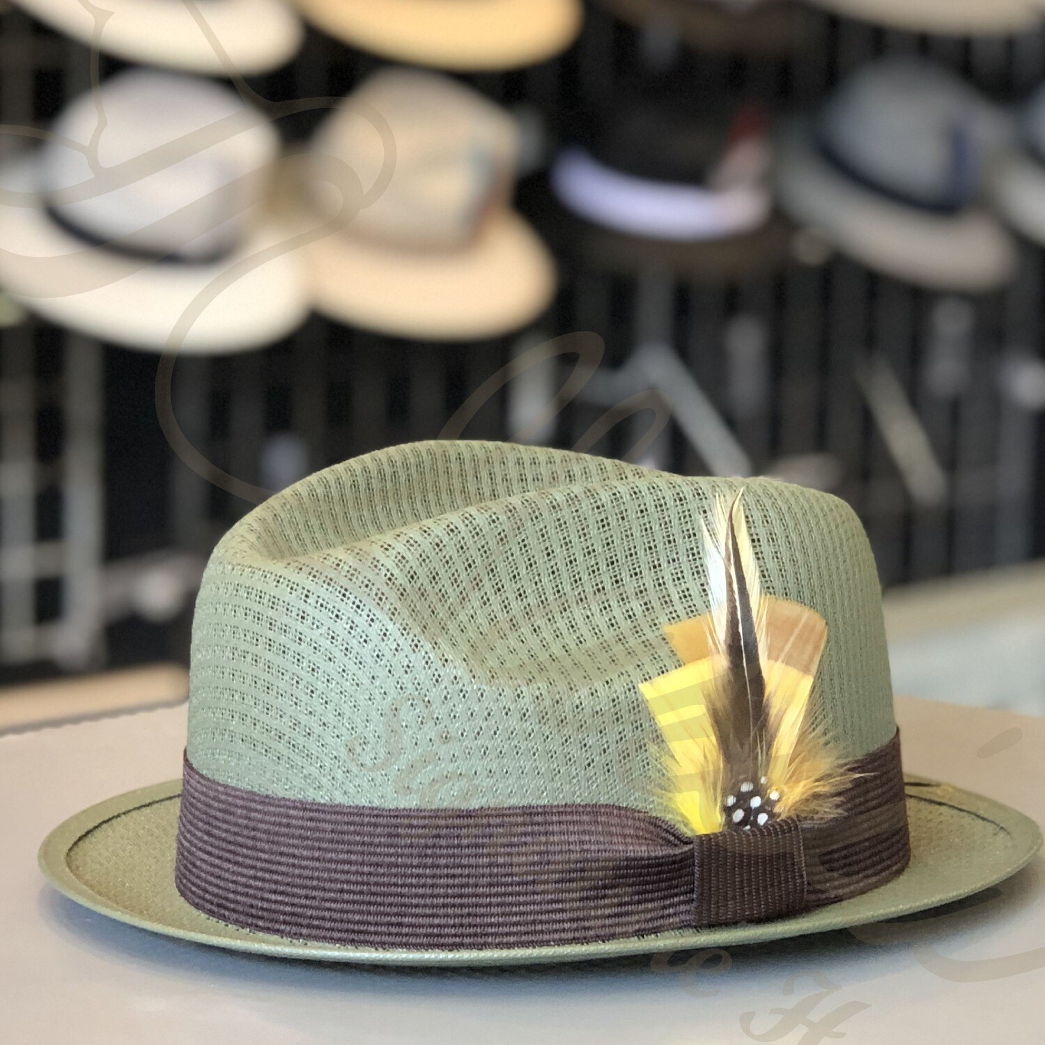 Custom Olive Green Flipped Short Brim Viejo