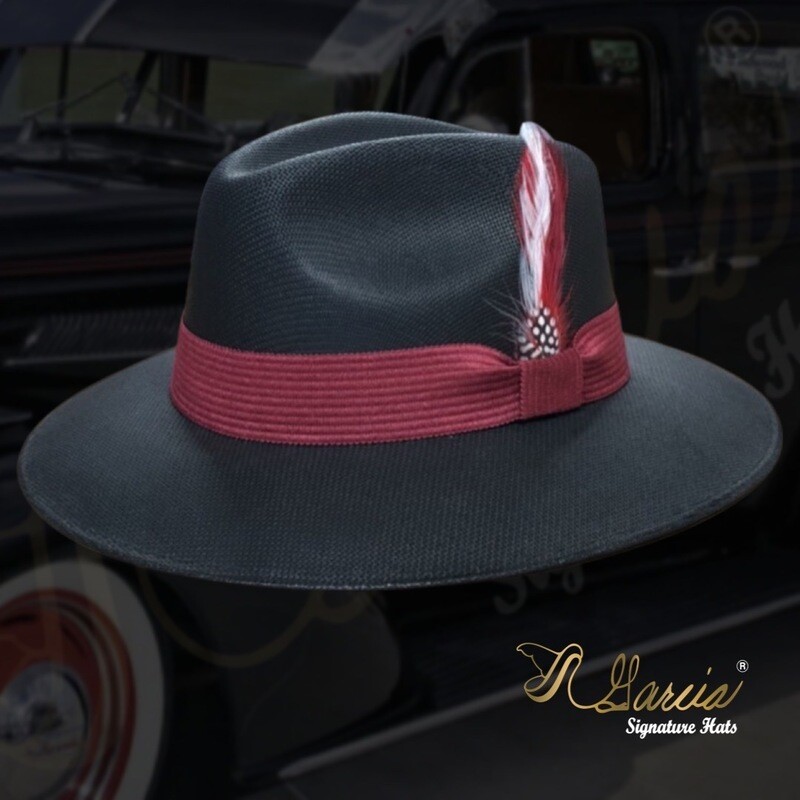 Golden Line Black Chuco Fedora W/ Burgundy