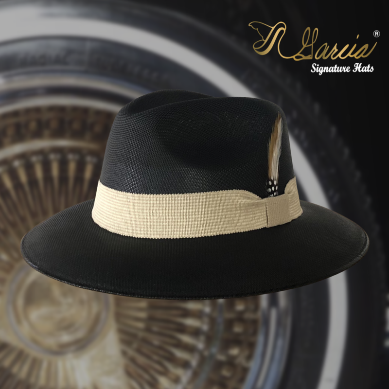 Golden Line Black Chuco Fedora W/ Khaki
