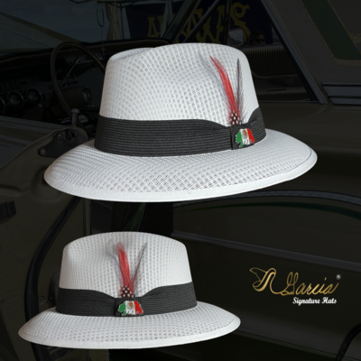 White Classic Viejo Fedora W/ Cali Bear Pin
