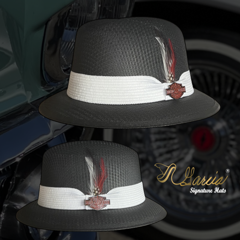Black Classic Lowrider Derby w/ Chicano Biker Pin