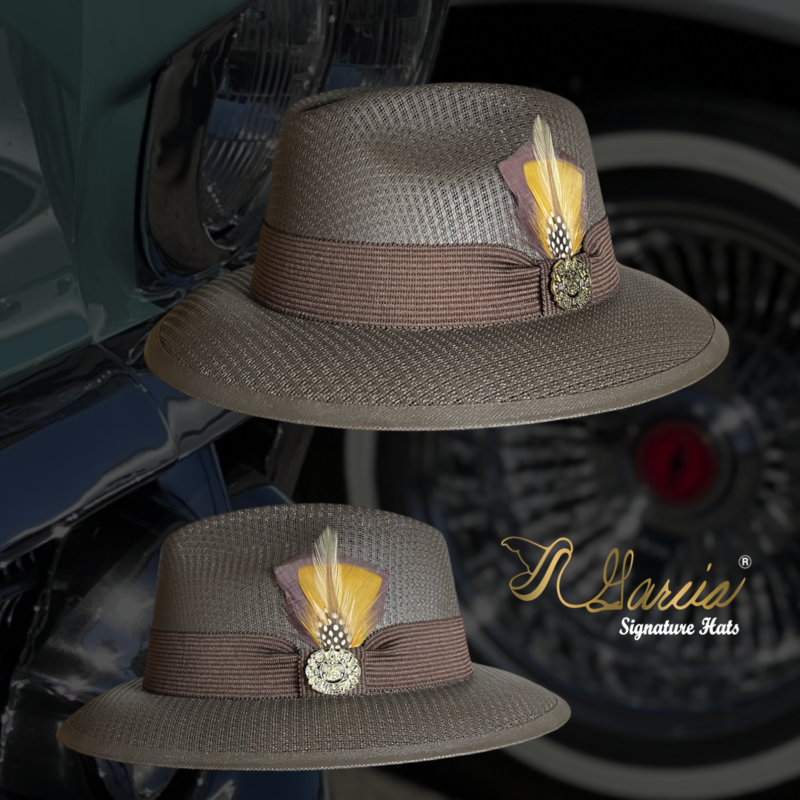 Brown Classic Viejo Fedora W/ Gold Aztec Pin