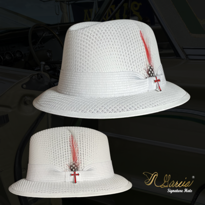 White Classic Lowrider Derby W/ Cross Pin