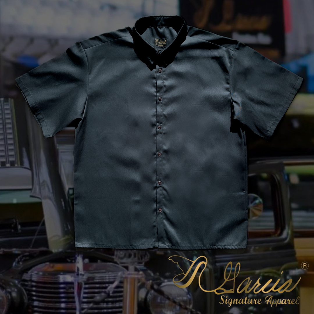 Black Short Sleeve Button Up