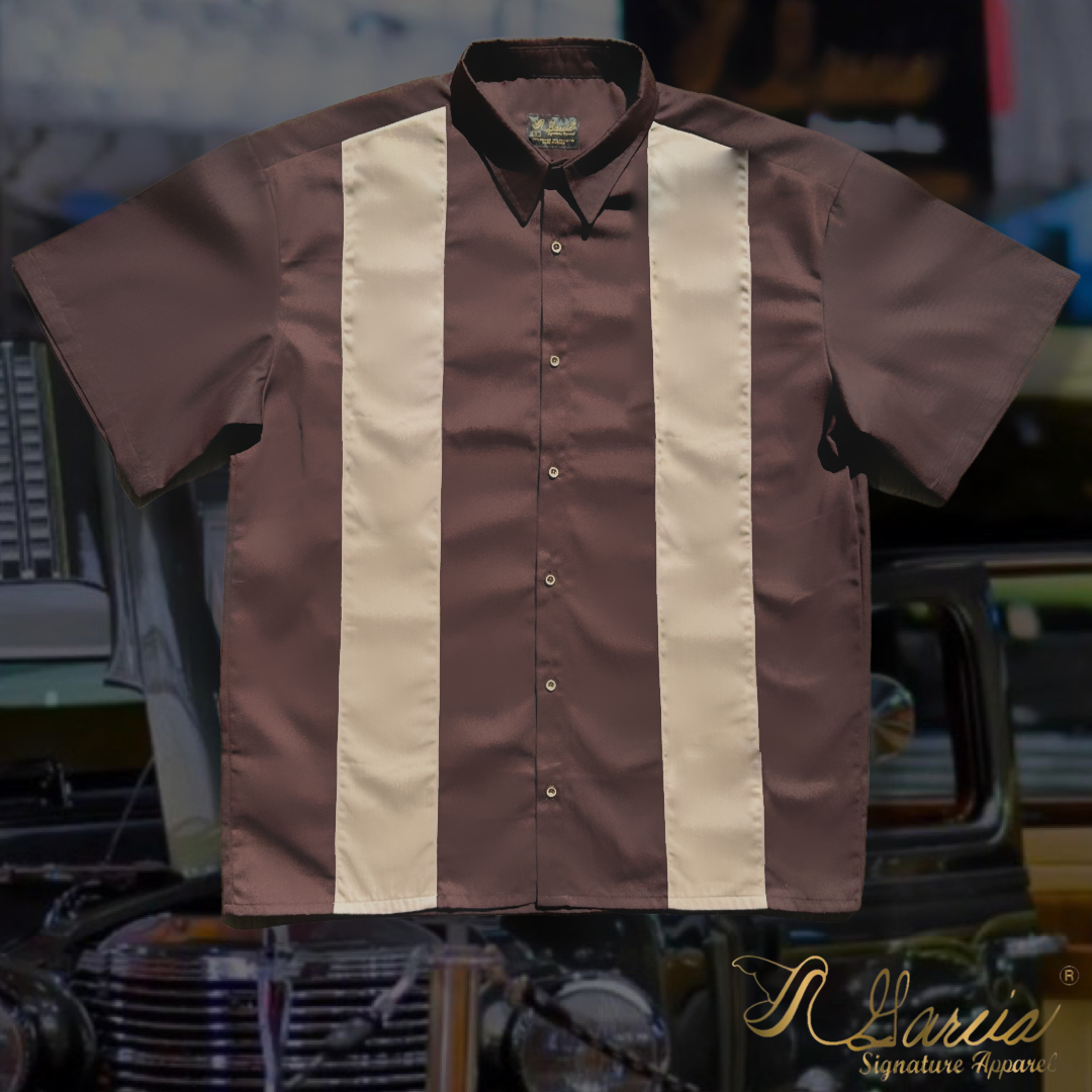 Brown/ Khaki Short Sleeve Button Up