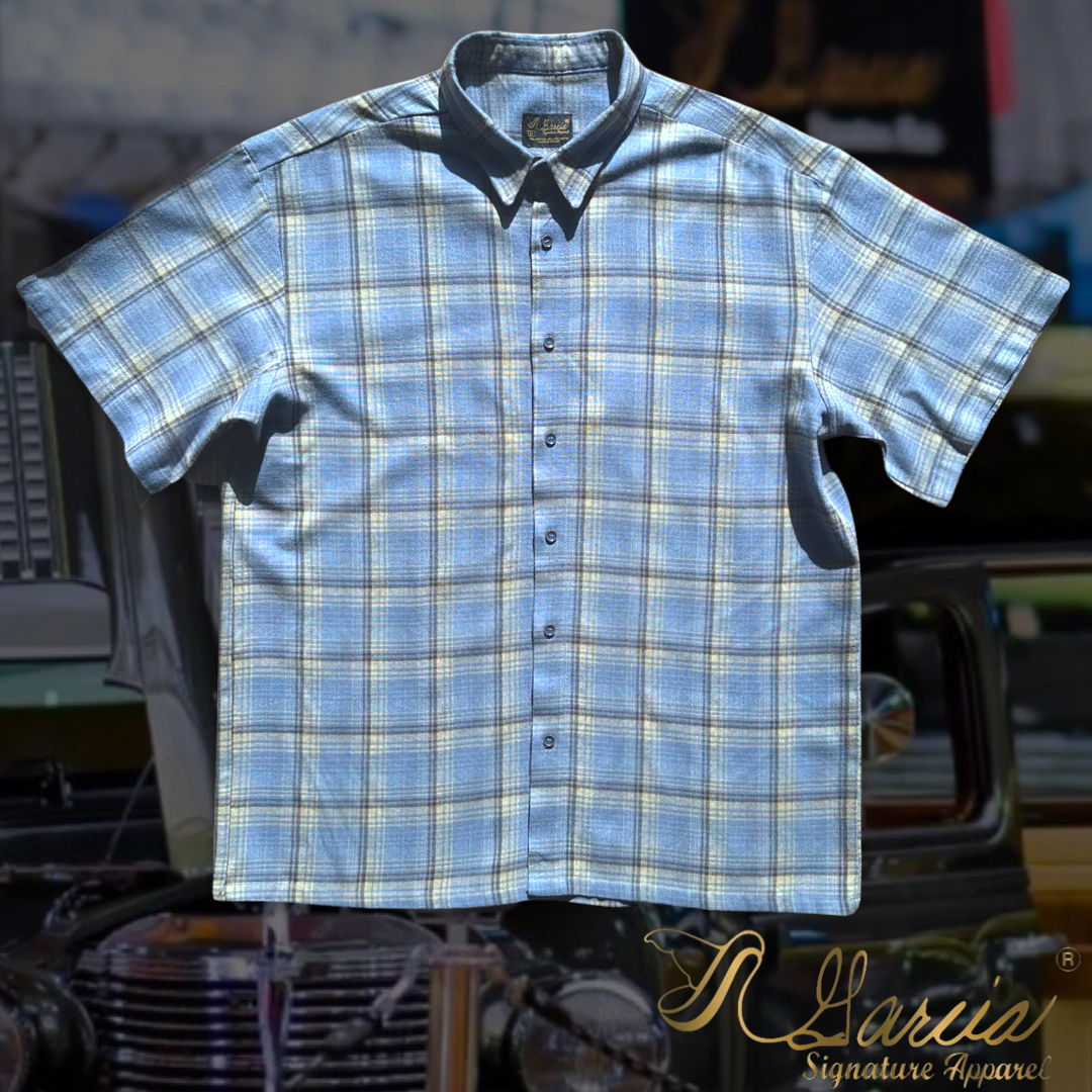 Light Blue Short Sleeve Flannel