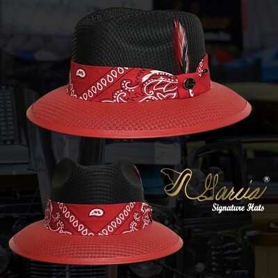 Custom Red/ Black Bandana Viejo Fedora