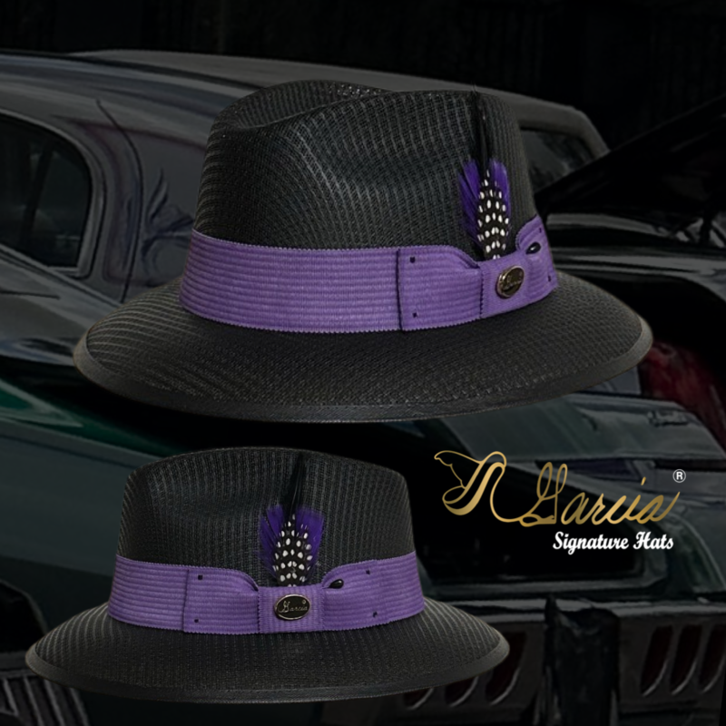 Black Classic Viejo Fedora W/ Purple