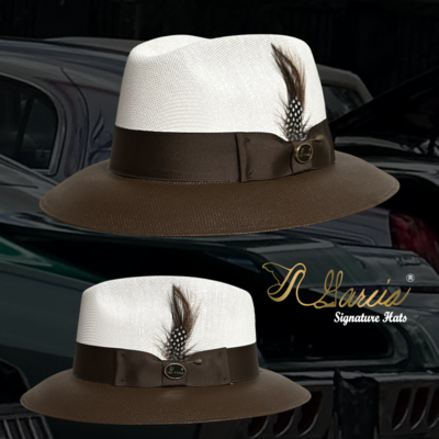 Custom White and Chocolate Brown Golden Line Viejo Fedora