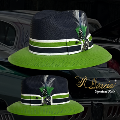 Custom Navy/ Green Viejo Fedora