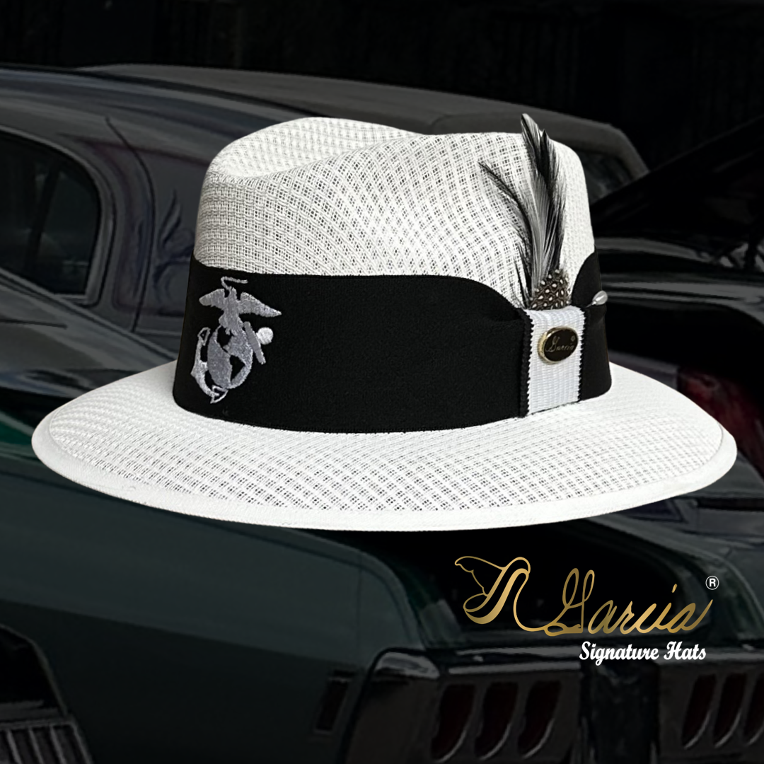 White Viejo Fedora Style W/ Marines Embroidery