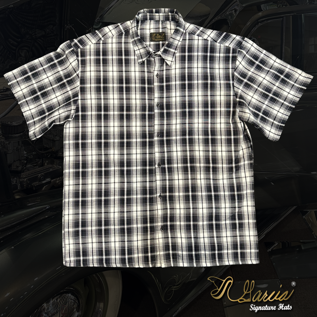 White, Black and Gray Short Sleeve Flannel