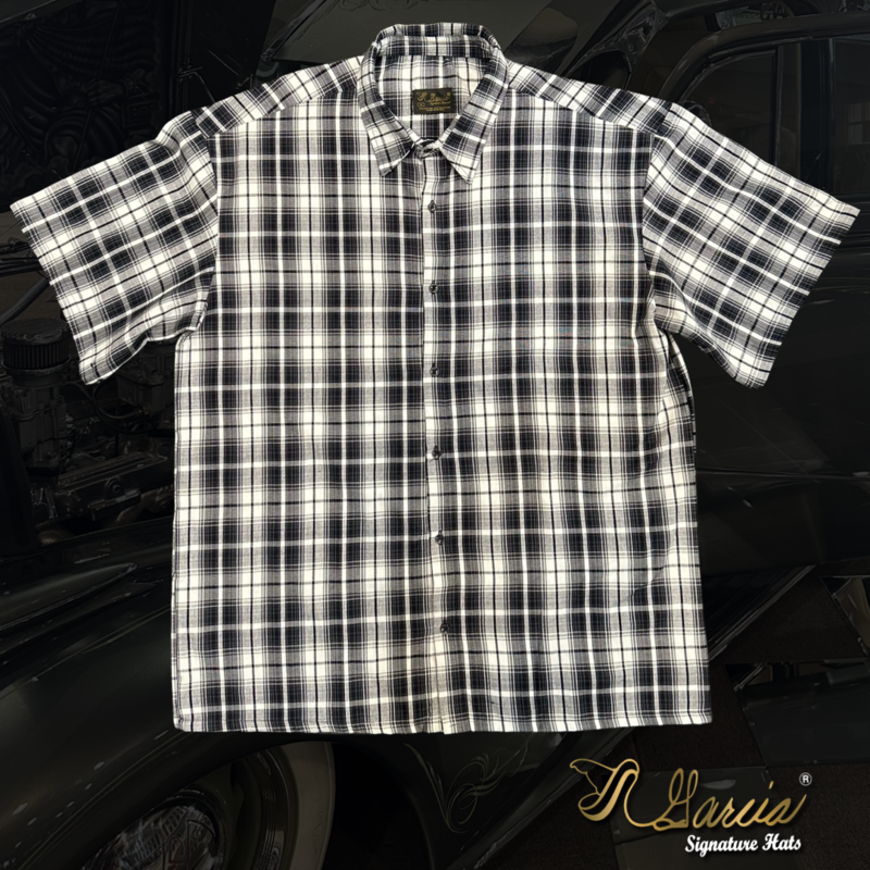 Dark Navy W Gray Short Sleeve Flannel