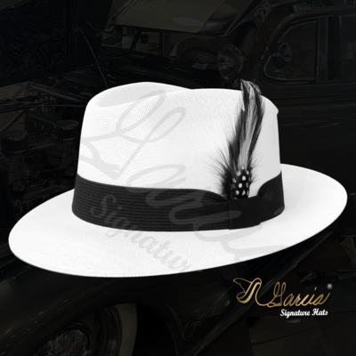 Half-Flipped Golden Line White Viejo Fedora