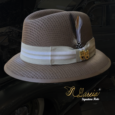 Brown Classic Lowrider Derby W/ Smile Now Cry Later Hat Pin