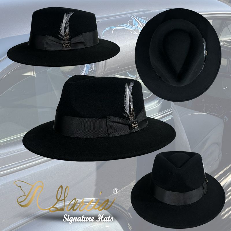 Black Tin-Tan Wool Fedora