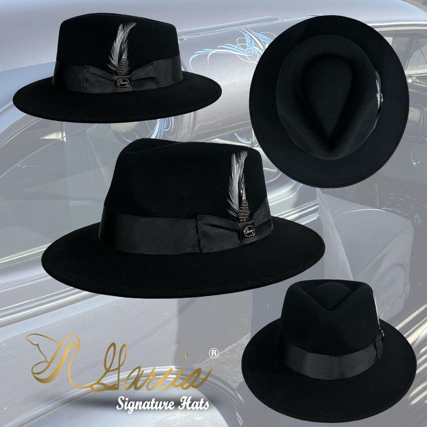 Black Tin-Tan Wool Fedora