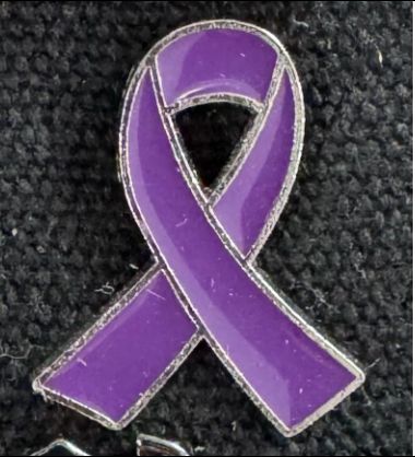 PURPLE RIBBON HAT PIN