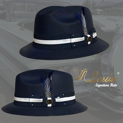 Navy Blue Golden Line Short Brim Viejo