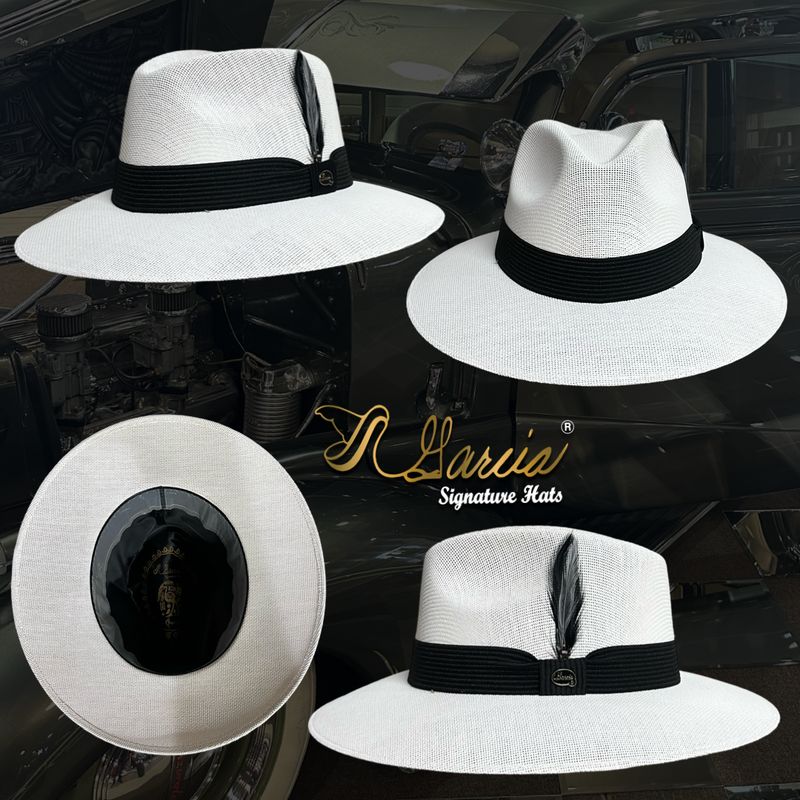White Golden Line Wide Brim Chuco Fedora