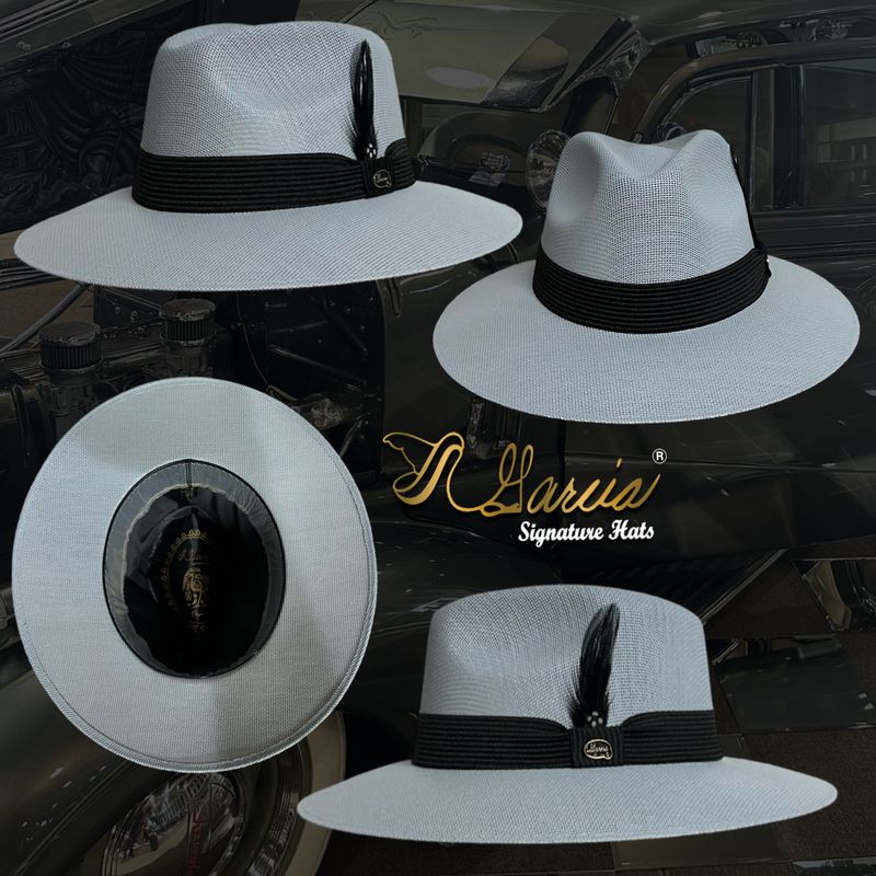 Light Gray Golden Line Wide Brim Chuco Fedora