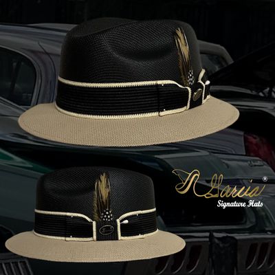 Black and Kaki Golden line Short brim Viejo Fedora