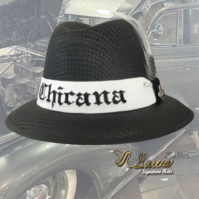 Black Derby w/ Chicana Embroidery &amp; Chicana Pin