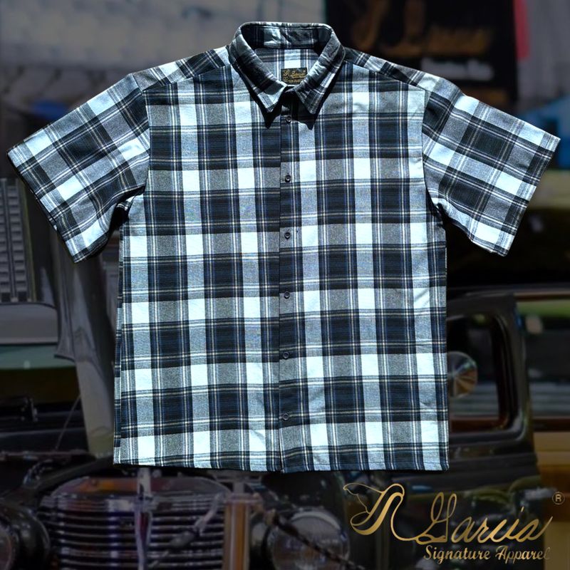 Navy Short Sleeve Flannel