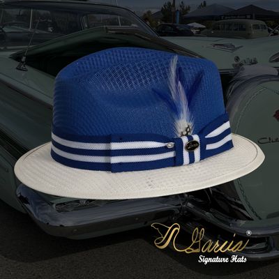 Royal/ White Short Brim Viejo Fedora