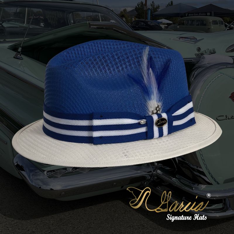 Royal/ White Short Brim Viejo Fedora
