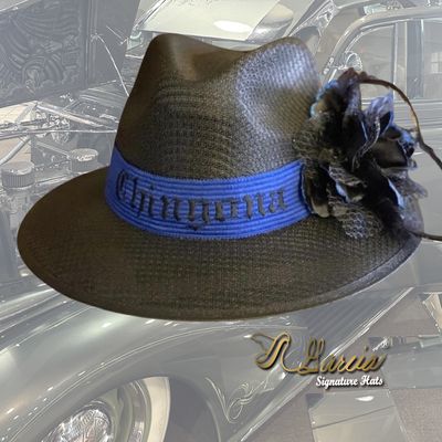 Black Fedora w/ Chingona Embroidery &amp; Black Rose