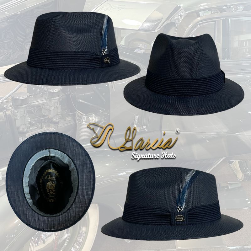 Navy Golden Line Short Brim Viejo Fedora