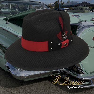 Black Pachuco Fedora W/ Red