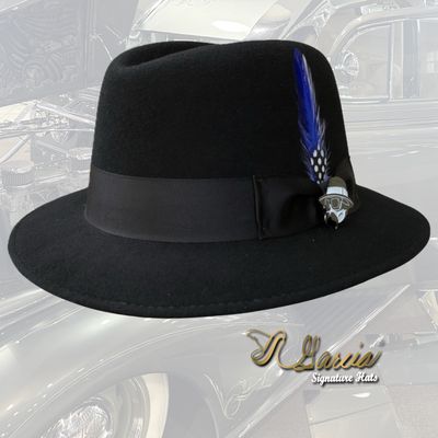Black Wool Lowrider Derby W/ Felix Hat Pin