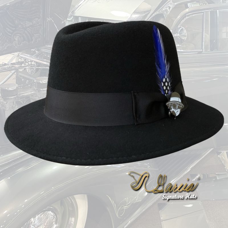 Black Wool Lowrider Derby W/ Felix Hat Pin