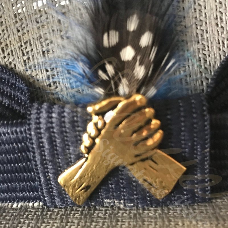 Gold Brotherhood Hands Hat Pin