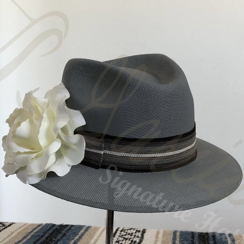 Oxford Fedora W/ White Rose