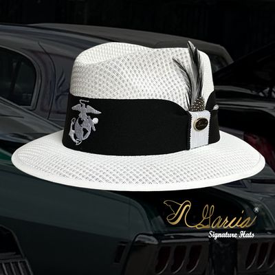 White Viejo Fedora Style W/ Marines Embroidery