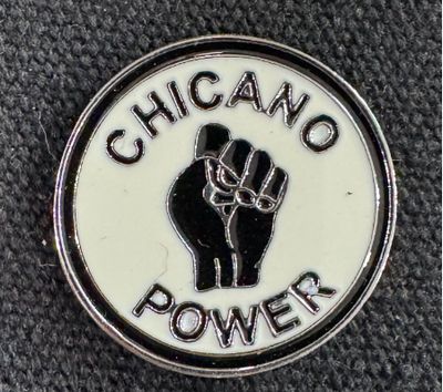 Chicano Power Hat Pin (black & white) Chicano Power Hat Pin (black & white)