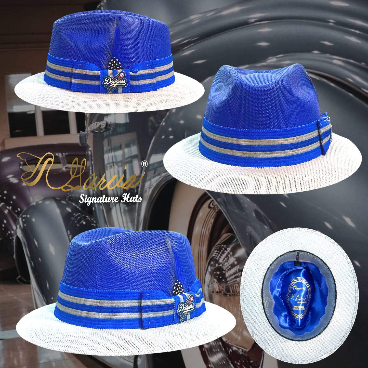 Two Tone Royal and White Short Brim Viejo Fedora Golden Line Edition