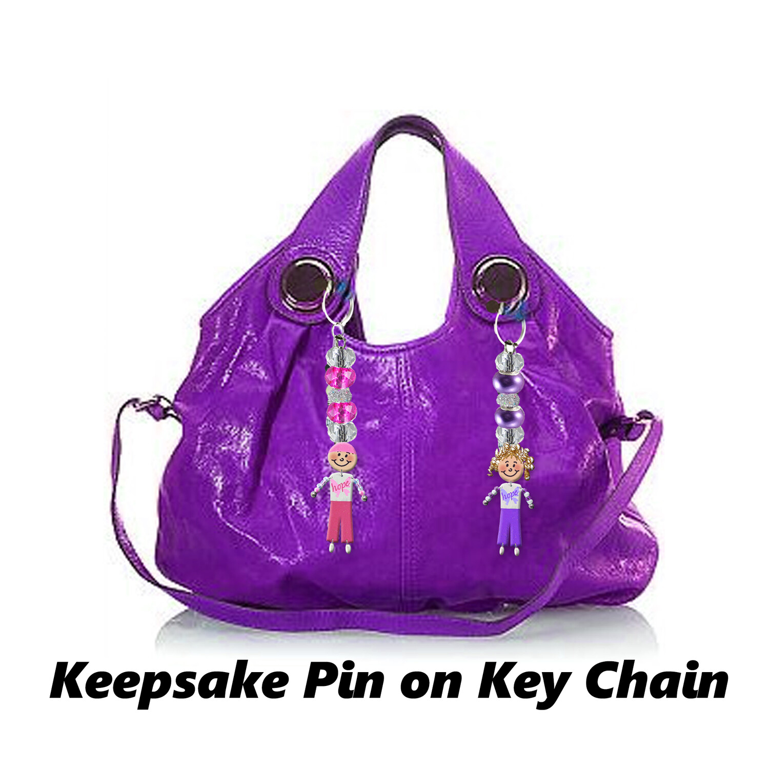 Cancer Awareness - Keepsake Pin w / Key Chain Attachment