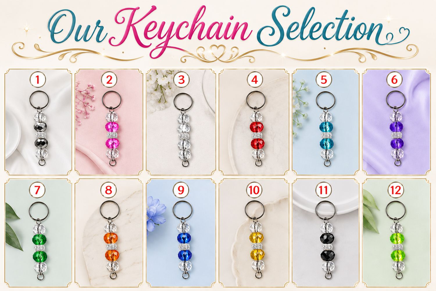 Beaded Key Chain Color Selections
