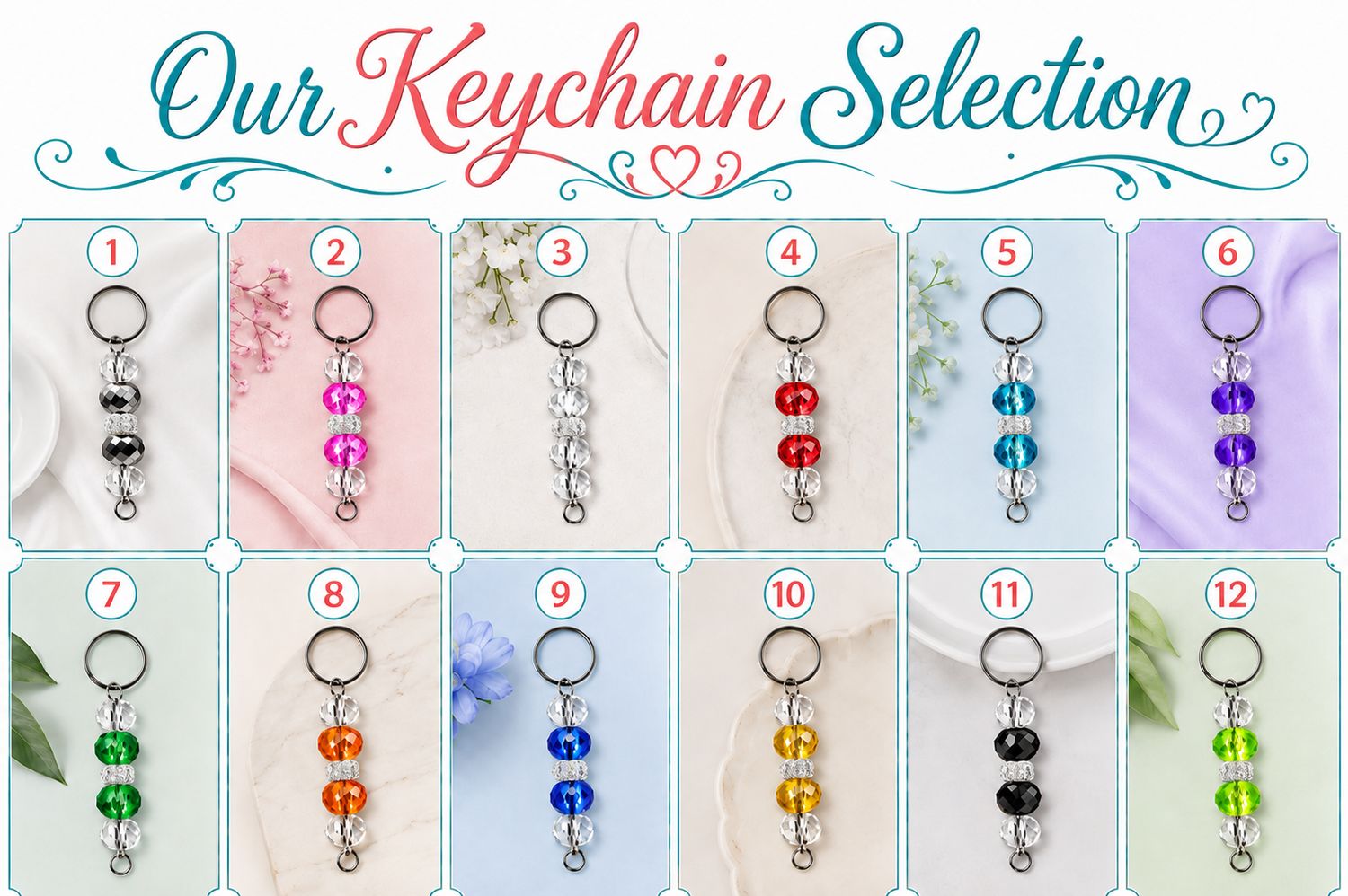Beaded Key Chain Color Selections
