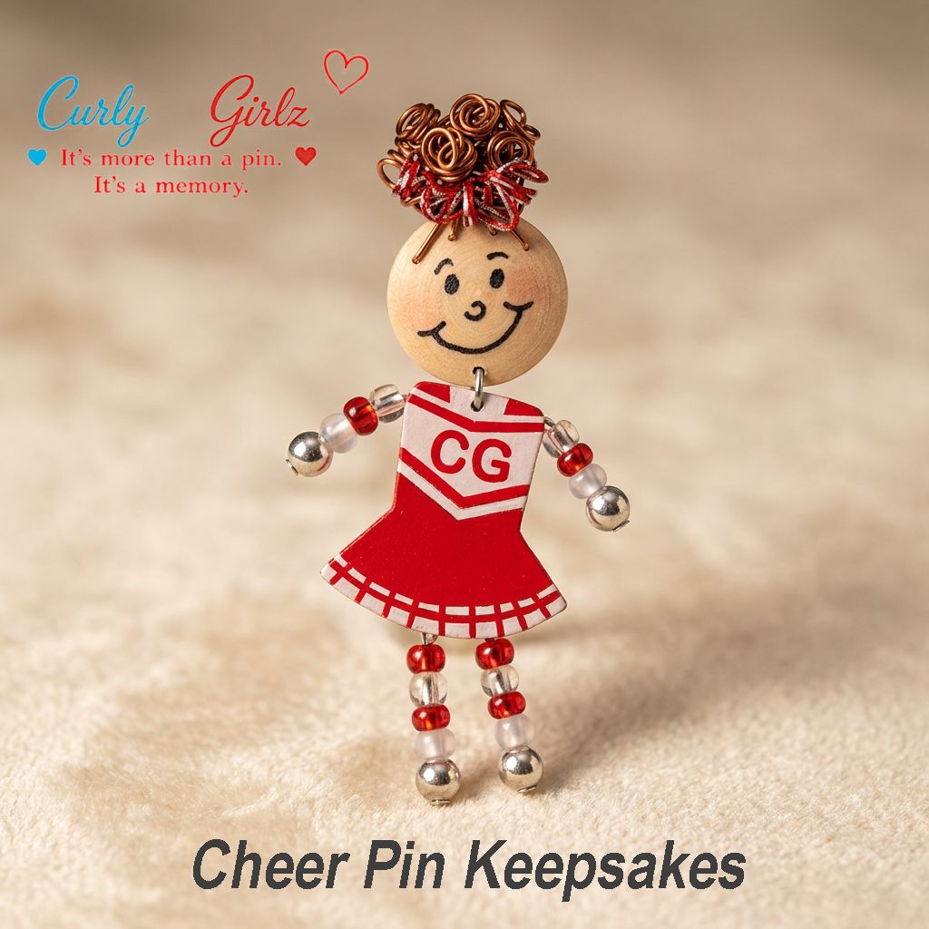 Curly Girlz Cheer Keepsake Pin