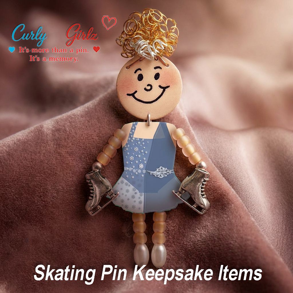 Curly Girlz Skating Keepsake Pin
