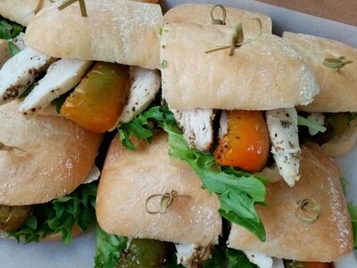 10x SNACK CIABATTA ROLLS with organic greens and your choice filling.