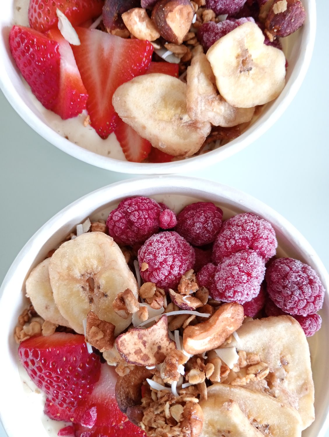 SMOOTHIE BOWL. Banana. Avocado. Peanut butter. Yoghurt. Coconut milk.  RawHoney. Toasted Honey Oat and Nut Granola. Berries