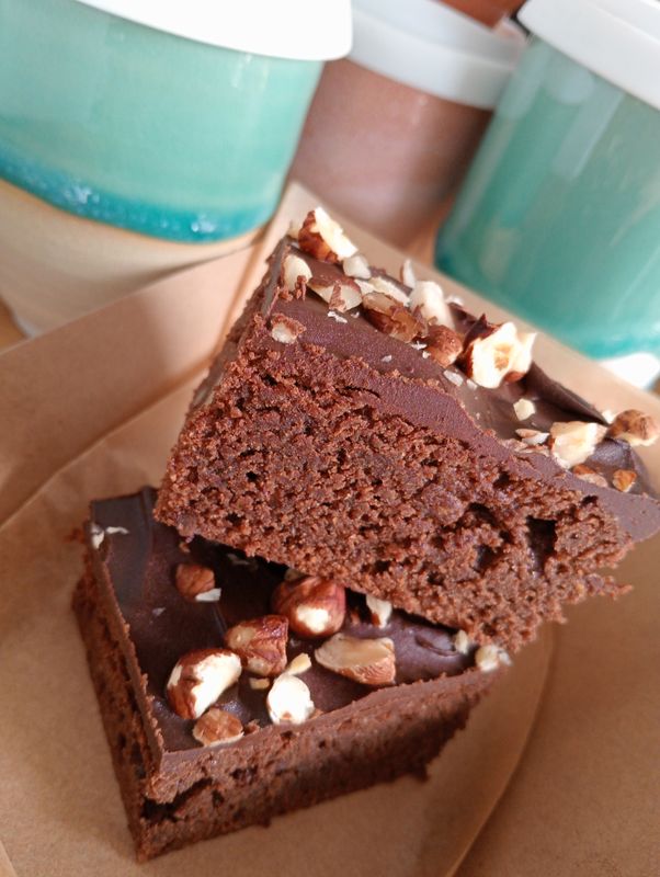 Italian dark chcocolate, almond and hazelnut slice.